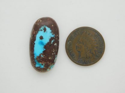 BLUE BISBEE NATURAL TURQUOISE with blue and dark blue dots in dark brown host 20.5 carats