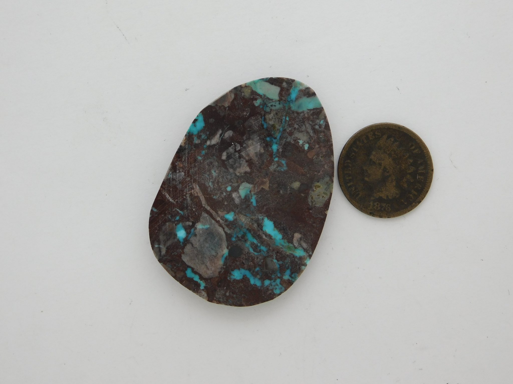 Reverse view of Bisbee Turquoise Slab 66 Carats